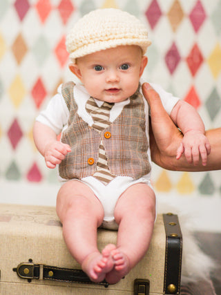 0 to 3 Month Cream | Irish wool Donegal newsboy hat, flat cap, golf hat | newborn, baby, toddler, boy, & men's sizes