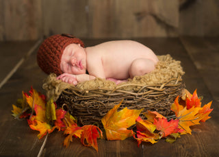 Pumpkin spice button beanie baby hat