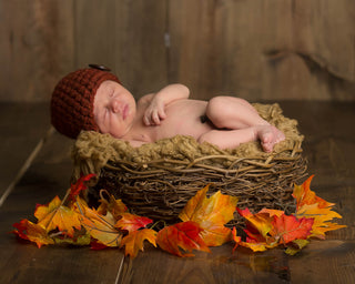 Pumpkin spice button beanie baby hat