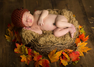 Pumpkin spice button beanie baby hat