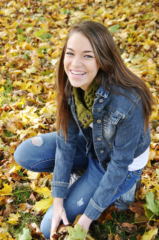 Adult Olive Green Button Scarf 