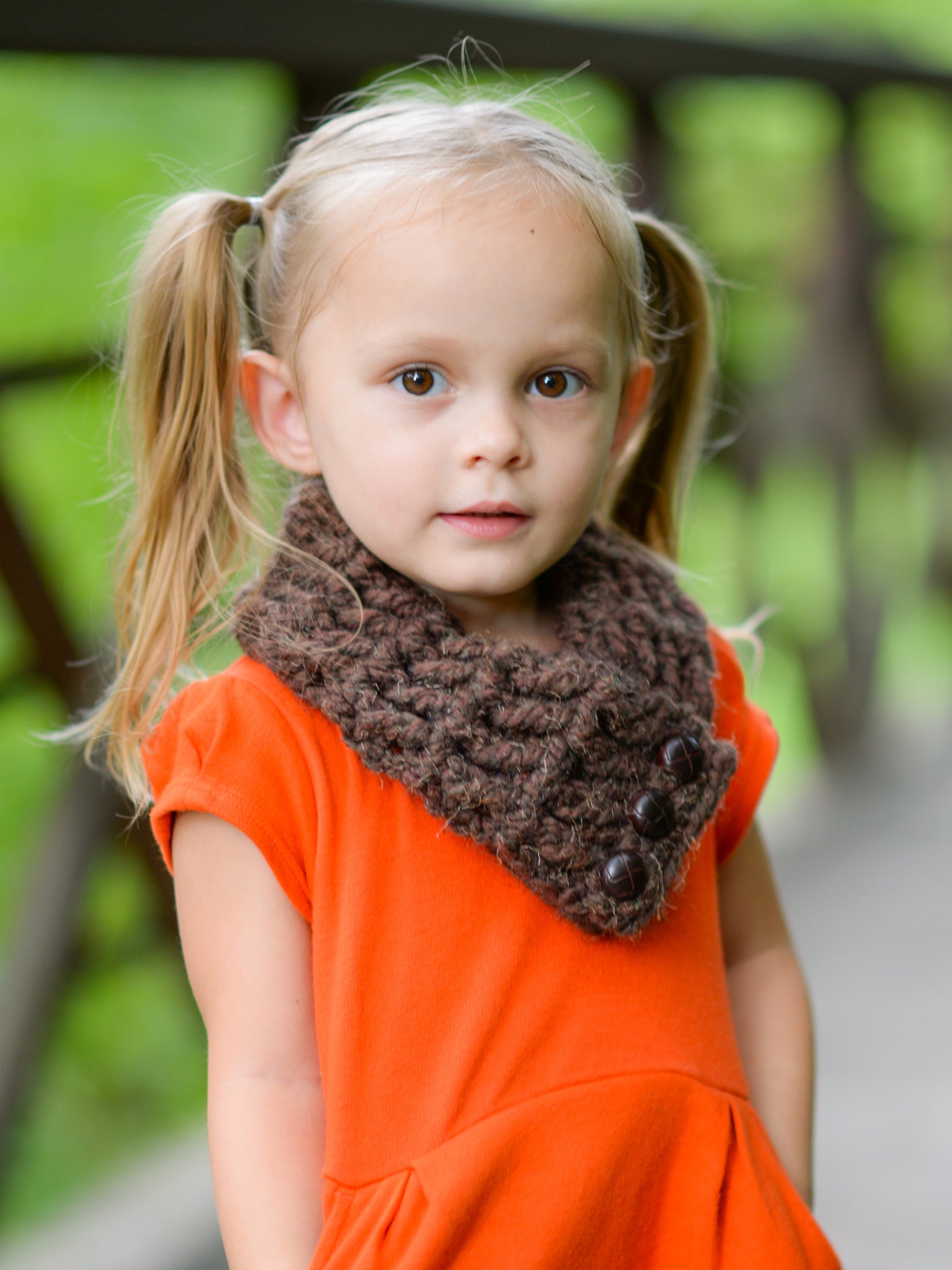 1T to 4T Toddler Dark Brown Wood Button Scarf by Two Seaside Babes
