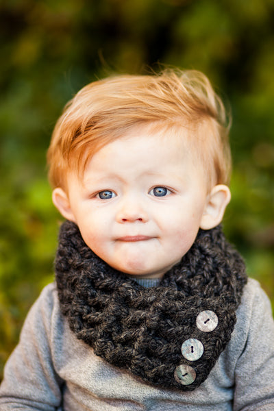 1T to 4T Toddler Charcoal Gray Button Scarf