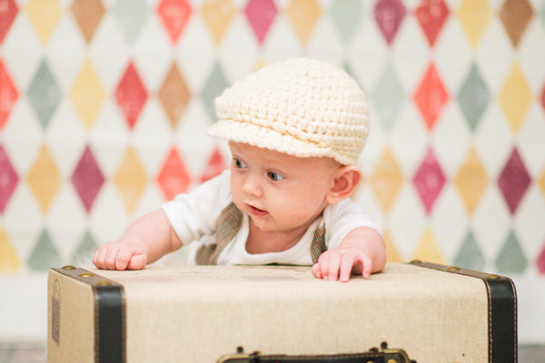 0 to 3 Month Cream | Irish wool Donegal newsboy hat, flat cap, golf hat | newborn, baby, toddler, boy, & men's sizes