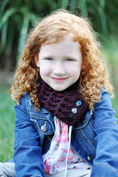 1T to 4T Toddler Red Wine Button Scarf 