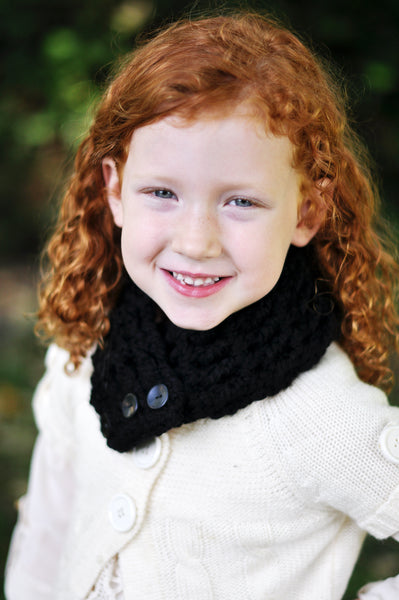 1T to 4T Toddler Black Button Scarf