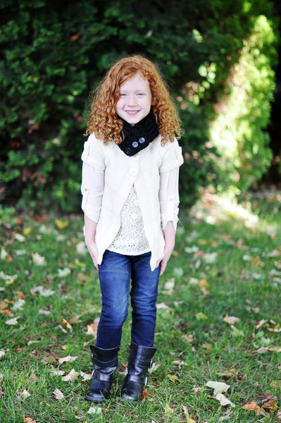 1T to 4T Toddler Black Button Scarf