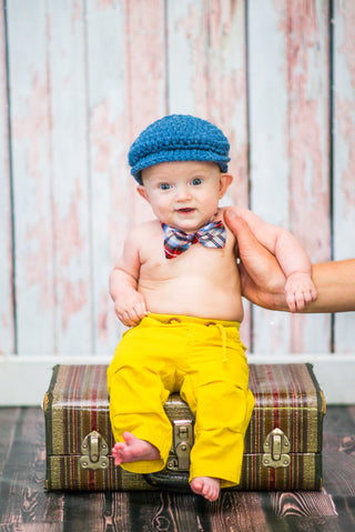 0 to 3 Month Denim Blue | Irish wool Donegal newsboy hat, flat cap, golf hat | newborn, baby, toddler, boy, & men's sizes