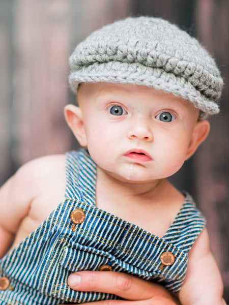3 to 6 Month Gray | Irish wool Donegal newsboy hat, flat cap, golf hat | newborn, baby, toddler, boy, & men's sizes 