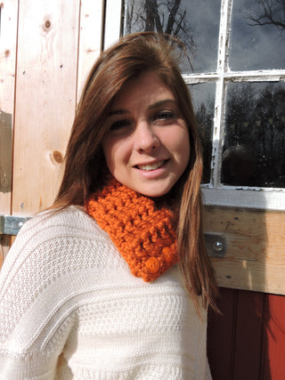 Adult Orange Pumpkin Button Scarf