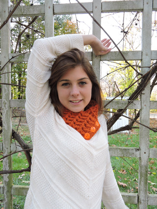 Adult Orange Pumpkin Button Scarf