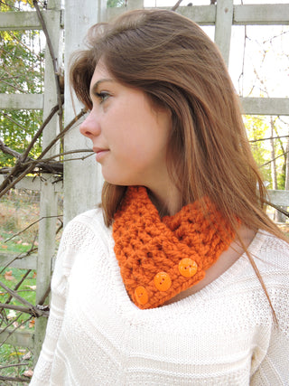 Adult Orange Pumpkin Button Scarf