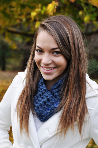 Adult Denim Blue Button Scarf