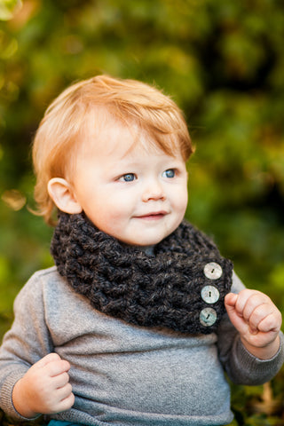 1T to 4T Toddler Charcoal Gray Button Scarf