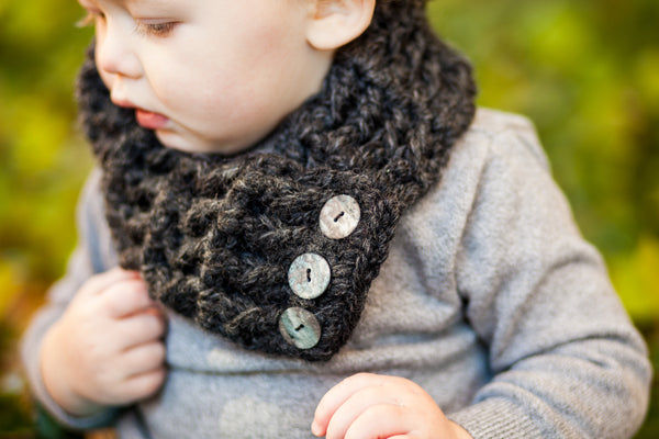 1T to 4T Toddler Charcoal Gray Button Scarf