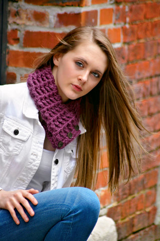 Adult Purple Plum Button Scarf