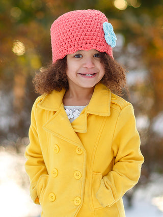 Tangerine flapper beanie hat | 40 flower colors available