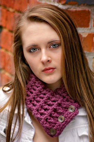 Adult Purple Plum Button Scarf