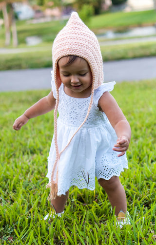 Peach pixie elf hat