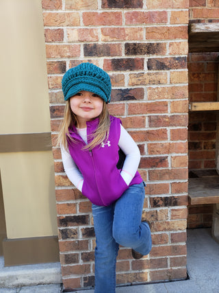 Teal buckle newsboy hat by Two Seaside Babes