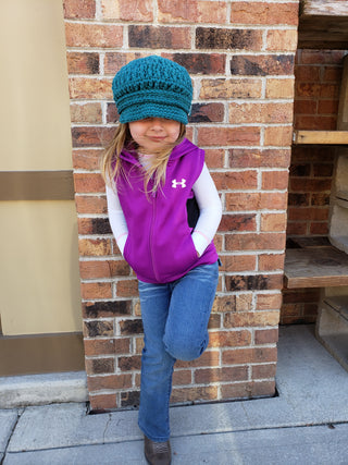 Teal buckle newsboy hat by Two Seaside Babes