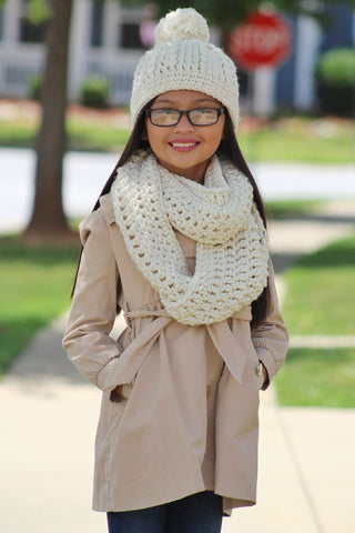 Cream sparkle infinity cowl winter scarf