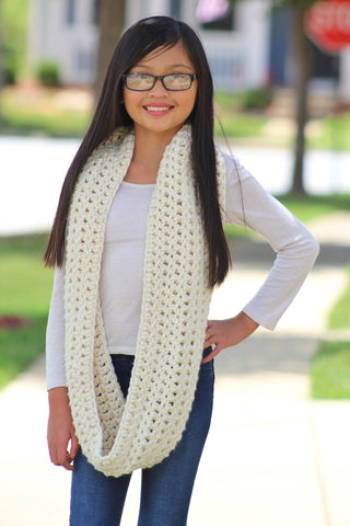 Cream sparkle infinity cowl winter scarf