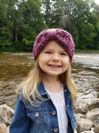 Purple plum knotted bow winter headband