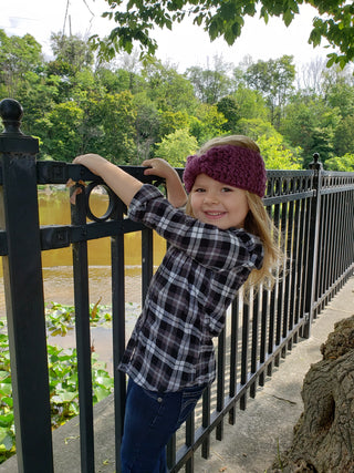 Purple plum knotted bow winter headband