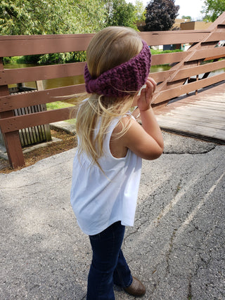 Purple plum knotted bow winter headband