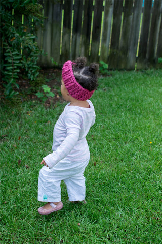 Raspberry pink knotted bow winter headband