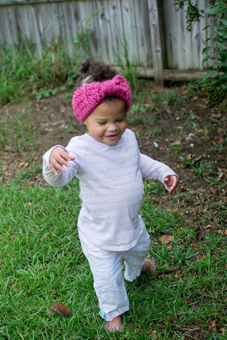 Raspberry pink knotted bow winter headband