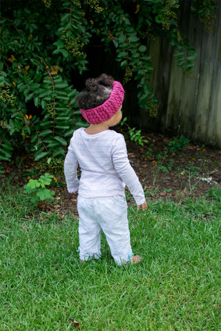 Raspberry pink knotted bow winter headband