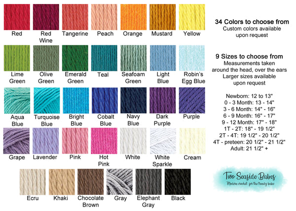 Teal flapper beanie hat | 34 flower colors available