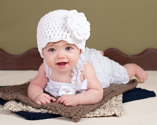Taupe, Oatmeal, & Navy Blue | newborn photo prop layering baby blanket, basket stuffer, bucket filler