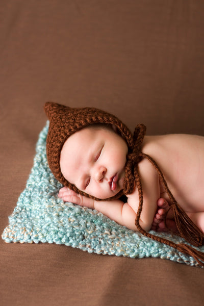 Dark Brown Pixie Elf Baby Hat