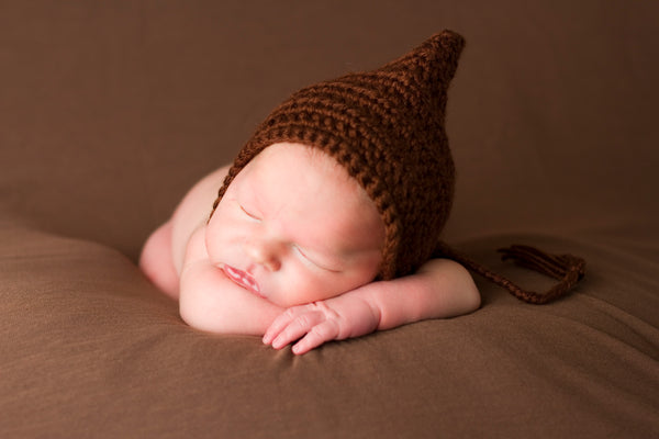 Dark Brown Pixie Elf Baby Hat