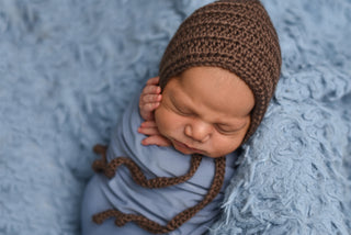 Taupe newborn baby bonnet