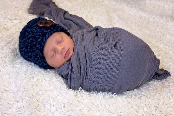 Denim twist button beanie baby hat