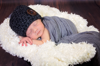 Charcoal gray button beanie baby hat