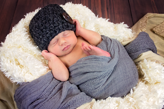 Charcoal gray button beanie baby hat