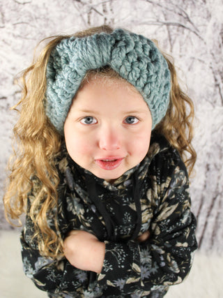 Seafoam knotted ear warmer bow winter headband by Two Seaside Babes