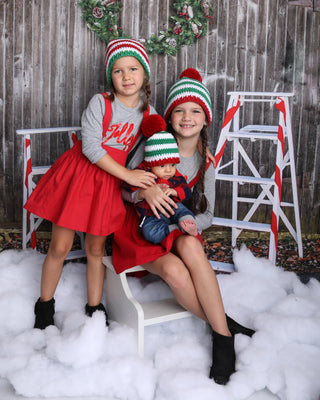 4 color combinations striped Christmas hat with giant pom pom