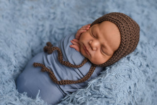 Taupe newborn baby bonnet