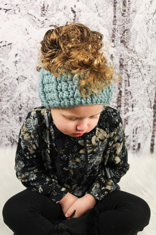 Seafoam knotted ear warmer bow winter headband