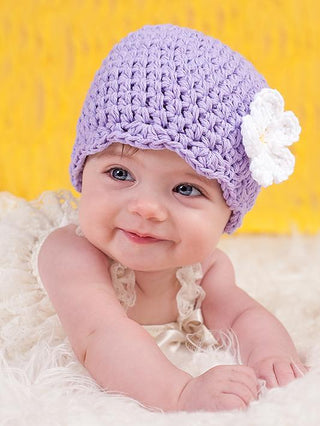 Lavender flapper beanie hat | 40 flower colors available