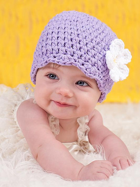 Lavender flapper beanie hat | 34 flower colors available