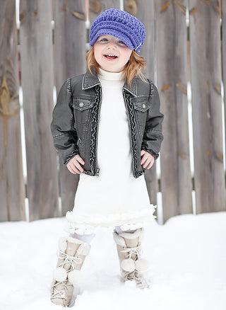 2T to 4T Purple Buckle Newsboy Cap