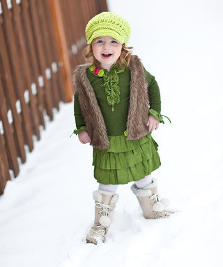 2T to 4T Lime Green Buckle Newsboy Cap