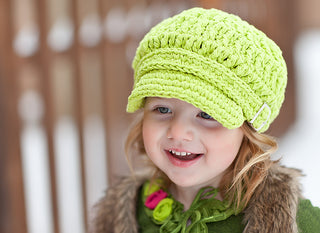 2T to 4T Lime Green Buckle Newsboy Cap